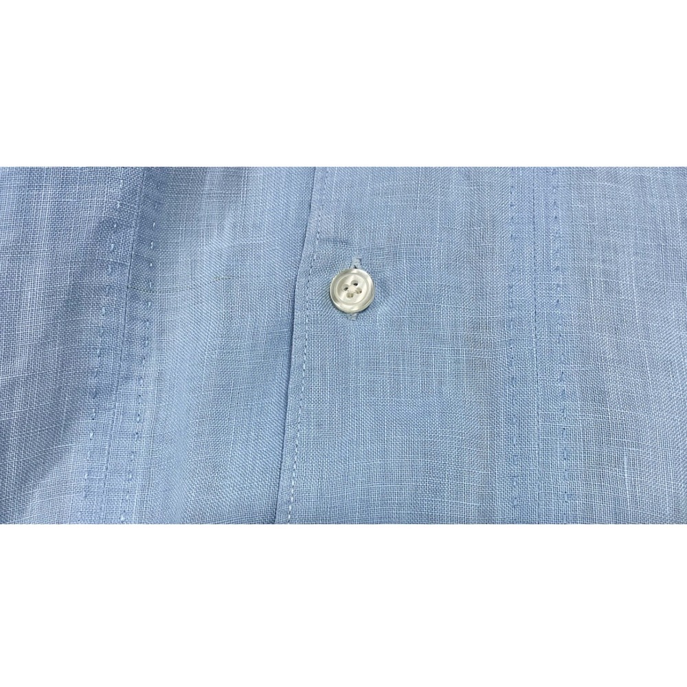 Tommy Bahama Mens Light Blue 100% Linen Guayabera S/S Button Up Shirt Size Large - Picture 5 of 13